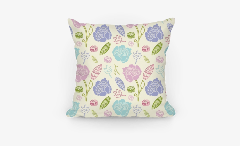 Floral And Leaves Pattern - Pillow, transparent png download