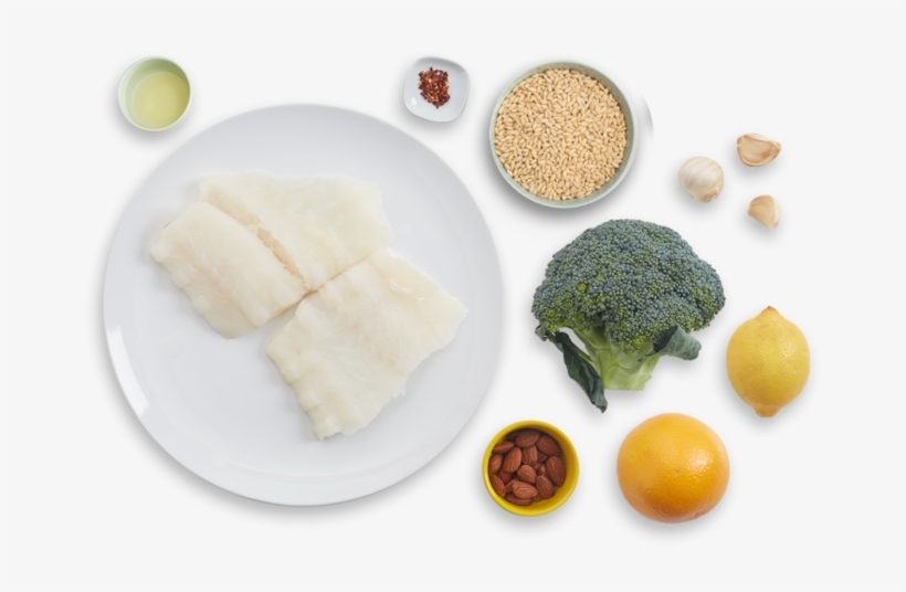 Orange & Mirin-glazed Cod With Warm Barley & Broccoli - Broccoli Slaw, transparent png download