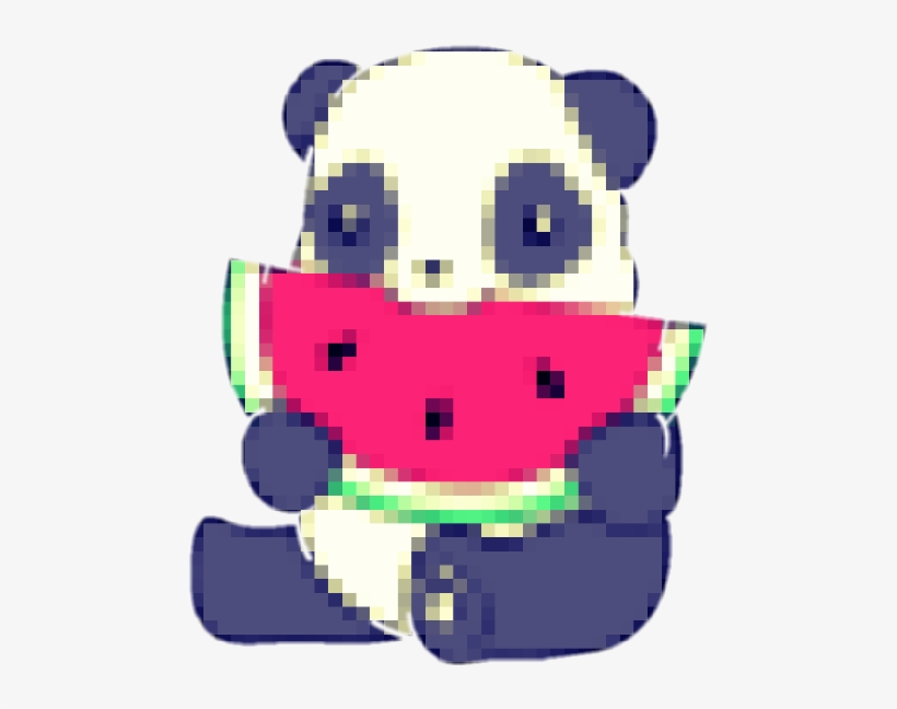 Cartoon Panda Eating Watermelon, transparent png download