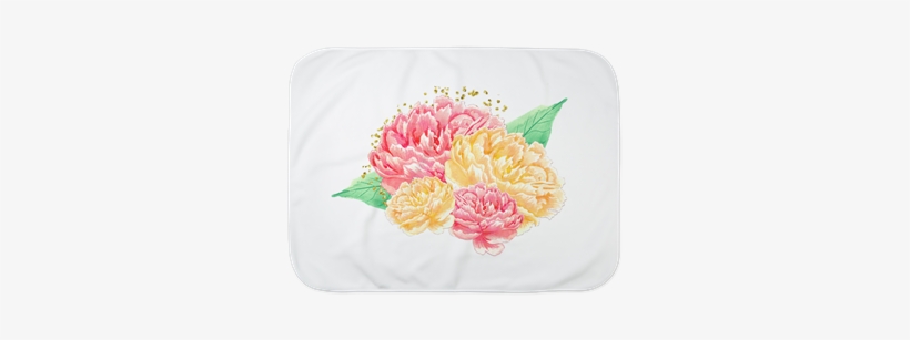Watercolor Floral Peony Baby Blanket - Chic Floral Watercolor & Gold Journal, transparent png download
