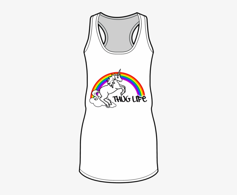 Thug Life Rainbow Unicorn Racerback Tank Top - Top, transparent png download