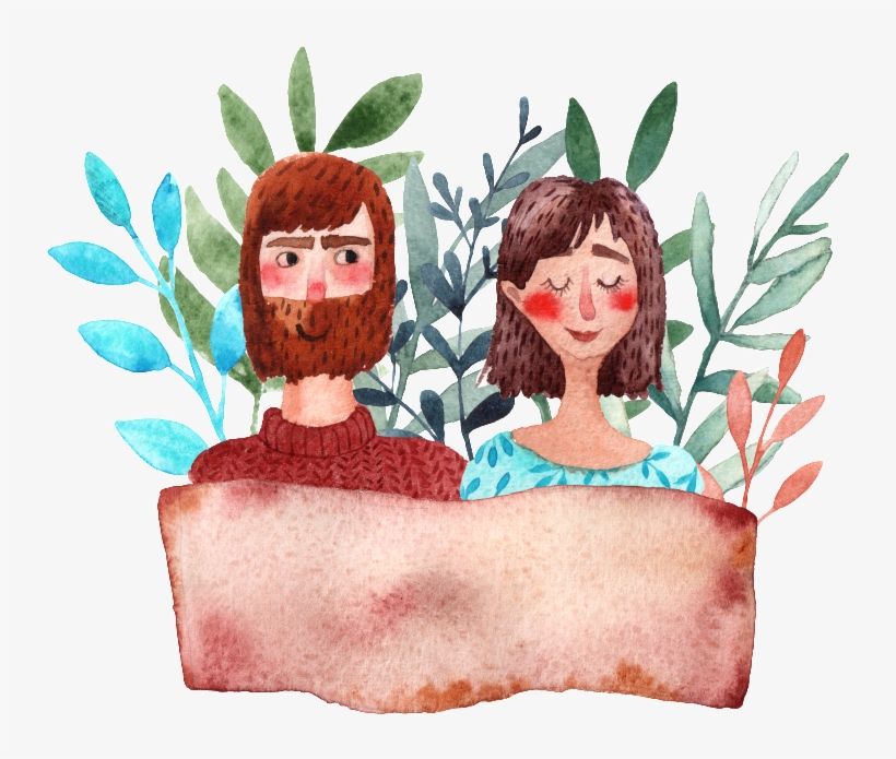 A Hand-painted Man And A Woman Take A Photo Of Png - Figurine, transparent png download