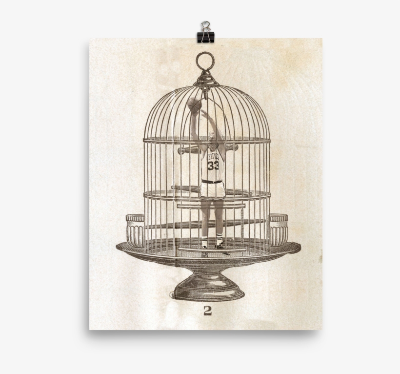 Larry Bird In A Cage By Johnny Hollick - Flying Fish Art Print - Mini By Vin Zzep, transparent png download