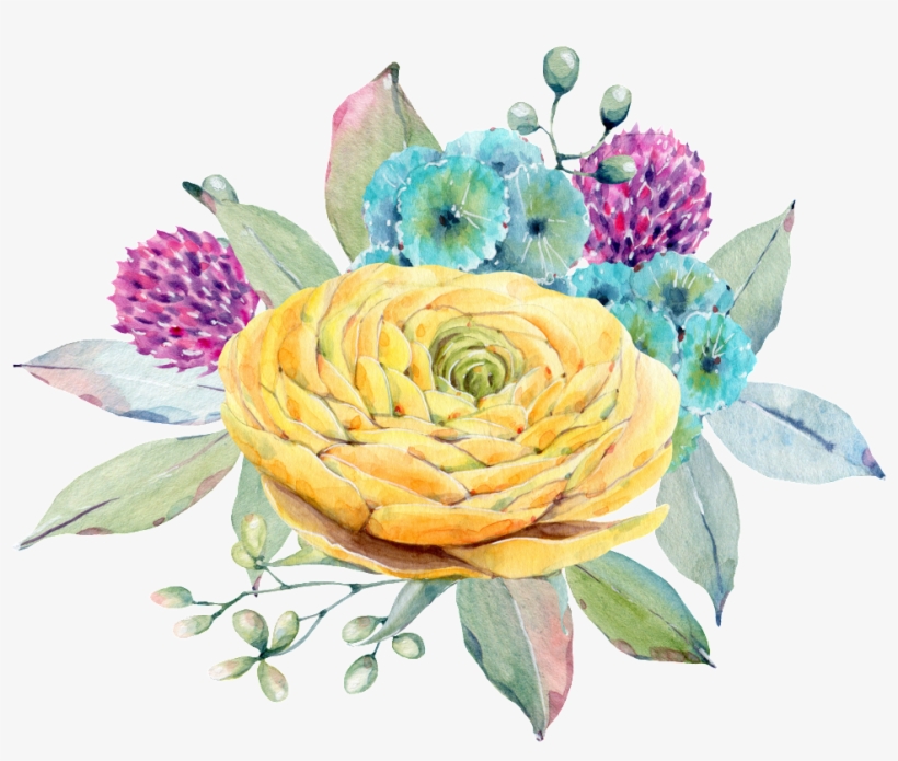 Hand Painted Yellow Flowers Floral Png Transparent - Flower, transparent png download