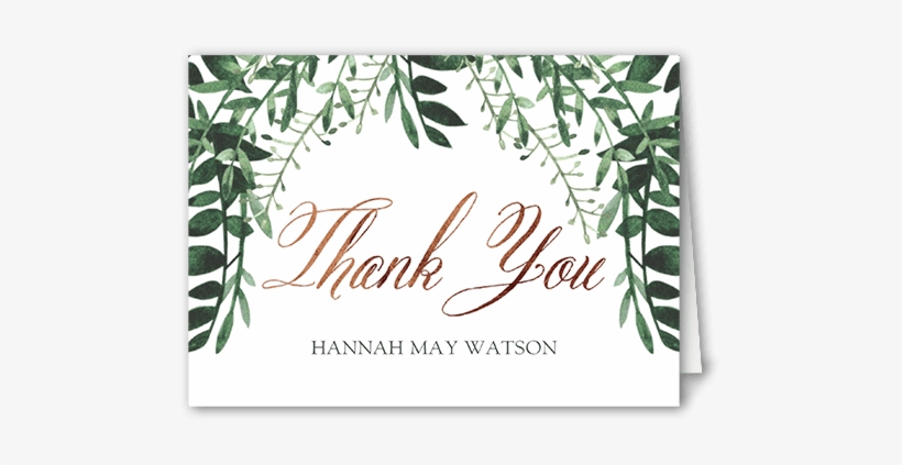 Thank You Card With Greenery - Elegant Script Standard Thank You, Blue, transparent png download