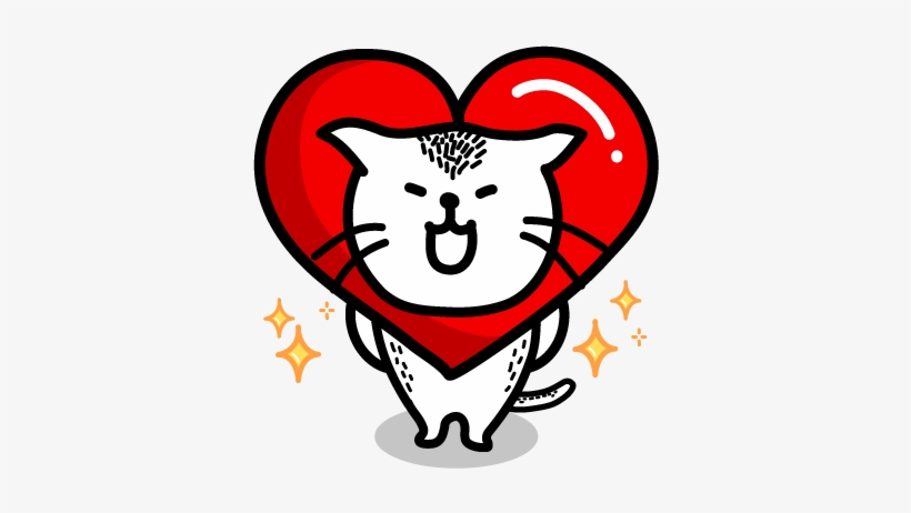 Graphic Black And White Download Heart Cat Lite Sticker - Heart Cat Sticker, transparent png download