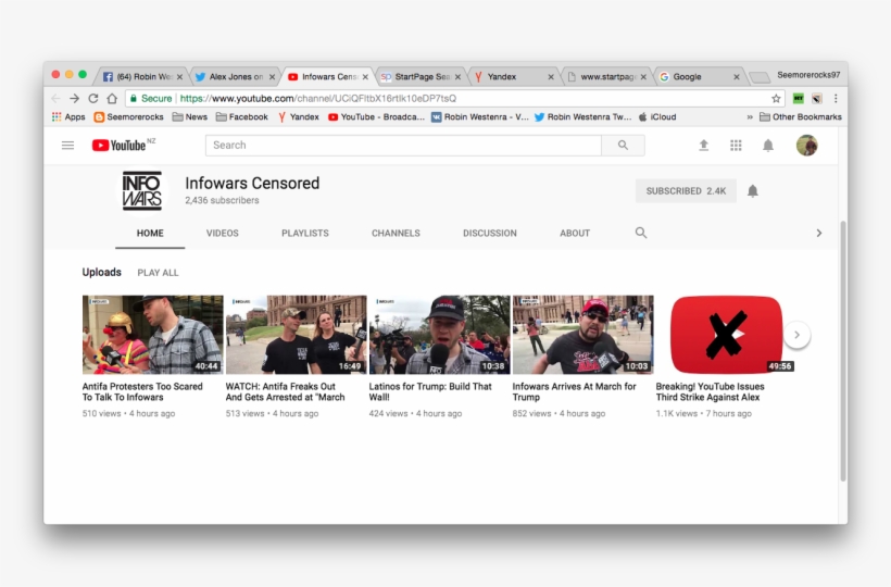 Infowars Has Set Up Another Alternative You Tube Channel - Web Page, transparent png download