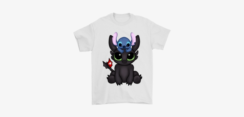 Stitch And Night Fury Cute Dragon Friend Shirts T Shirt - Cartoon, transparent png download