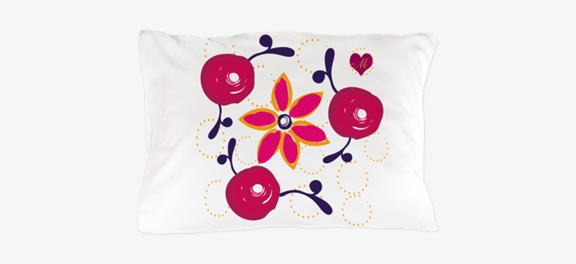 Bright Red Roses Pillow Case With Custom Monogram - Bright Red Roses Pillow Case, transparent png download