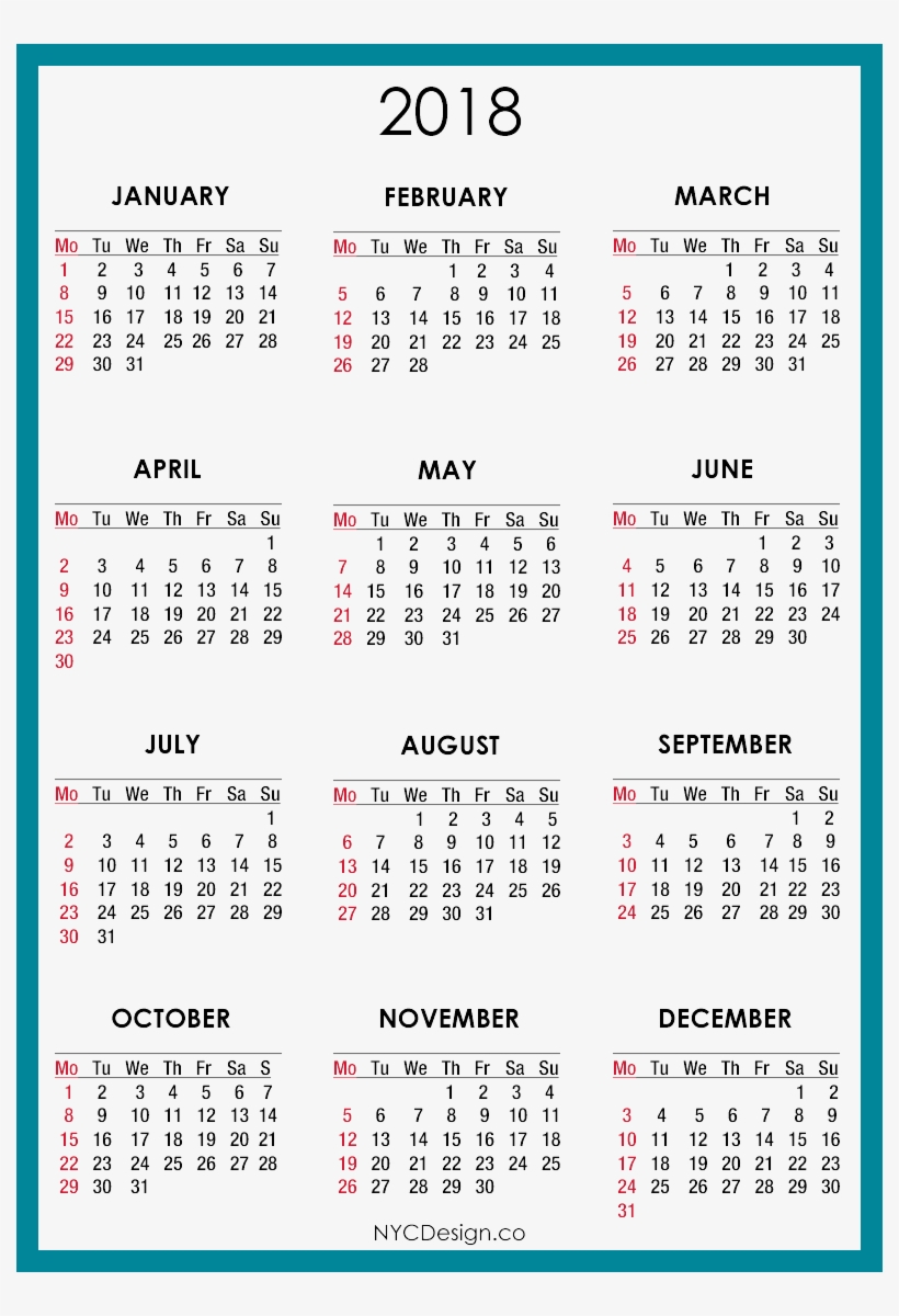 2018 Calendar Png Transparent Images Png All - Calendar, transparent png download