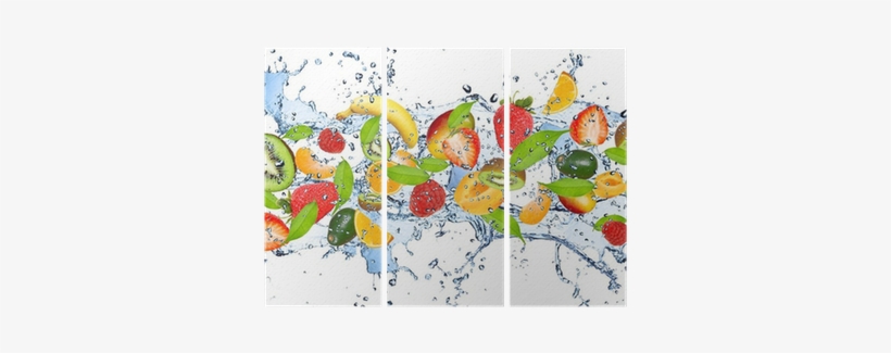 Fresh Fruits In Water Splash, Isolated On White Background - Fresh Fruits Falling In Water Splash, Pillow Case, transparent png download