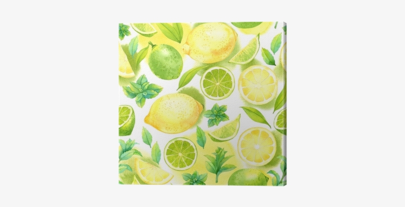 Seamless Pattern With Watercolor Lime, Lemon And Mint - Citrus Pattern By Achtung - Customized Wallpaper Patterns, transparent png download
