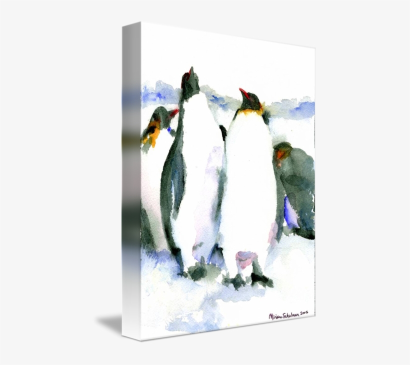 Drawing Penguins Watercolor Image Transparent - Gallery-wrapped Canvas Art Print 11 X 15 Entitled Penguin, transparent png download