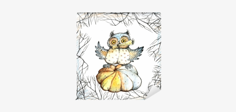 Halloween, A Set Of Drawings, Crow, Owl, Pumpkin, Candy, - Drawing, transparent png download