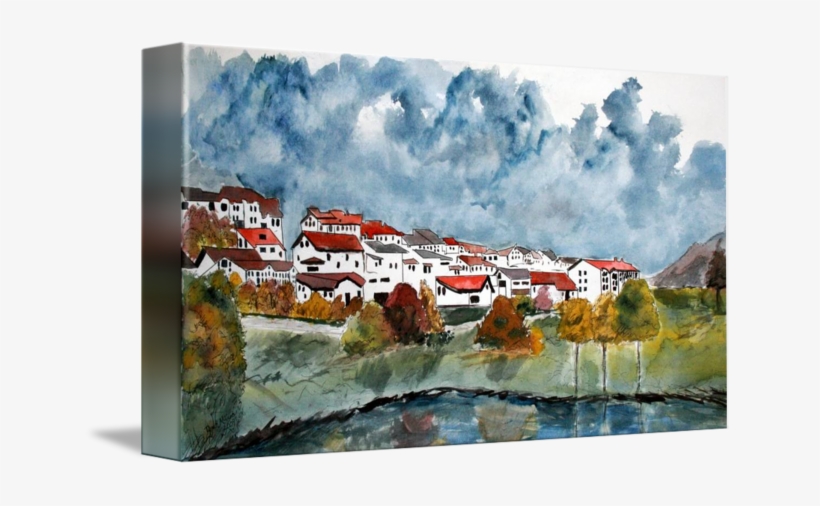 Italian Landscape Watercolour Painting Art Print By - Gallery-wrapped Canvas Art Print 16 X 9 Entitled Italian, transparent png download