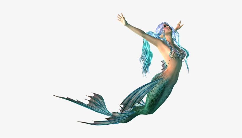 Mermaid, Png, Transparent Background, Fantasy, Blue - Mermaid Swimming Png, transparent png download