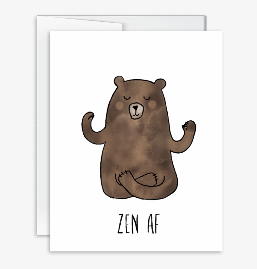 Zen Af Watercolor Bear Greeting Card - Manatee, transparent png download