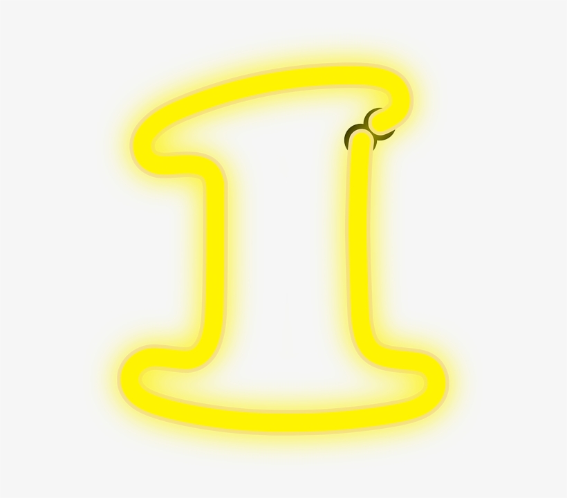 Neon, 1, Lights, Number, Yellow, Electric - Drawing, transparent png download
