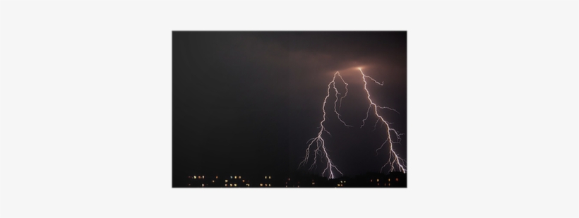 Lightning A Thunder-storm, Nightly Cloudy Sky Poster - Lightning, transparent png download