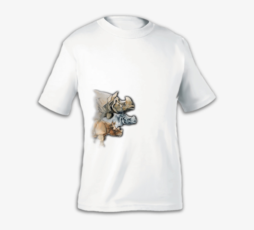 Watercolor Asian Rhinos White T-shirt - Puma Bulgaria Kit 2006, transparent png download