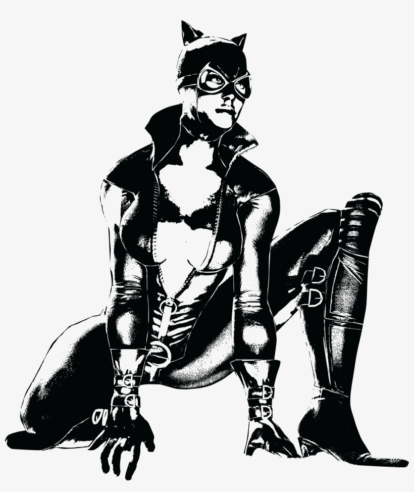 Jpgpngepssvg - Cat Woman Black And White, transparent png download