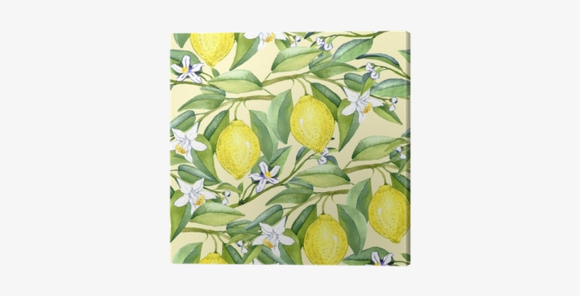 Lemon Branches With Fruits And White Flowers, Seamless - Illustration, transparent png download
