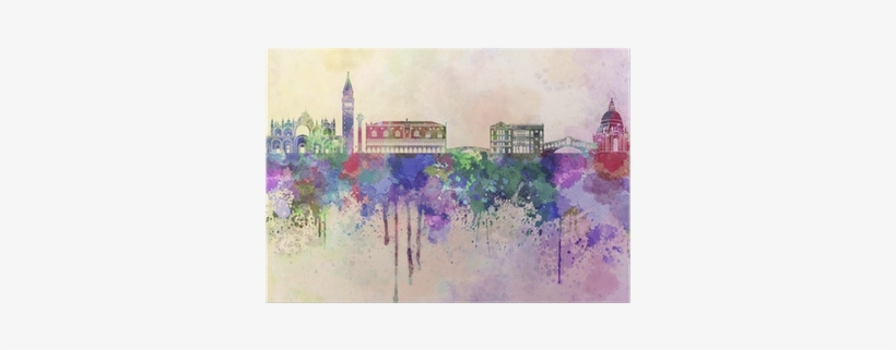 Venice Skyline In Watercolor Background Poster • Pixers® - Art Print: Paulrommer's Venice Skyline In Watercolor, transparent png download