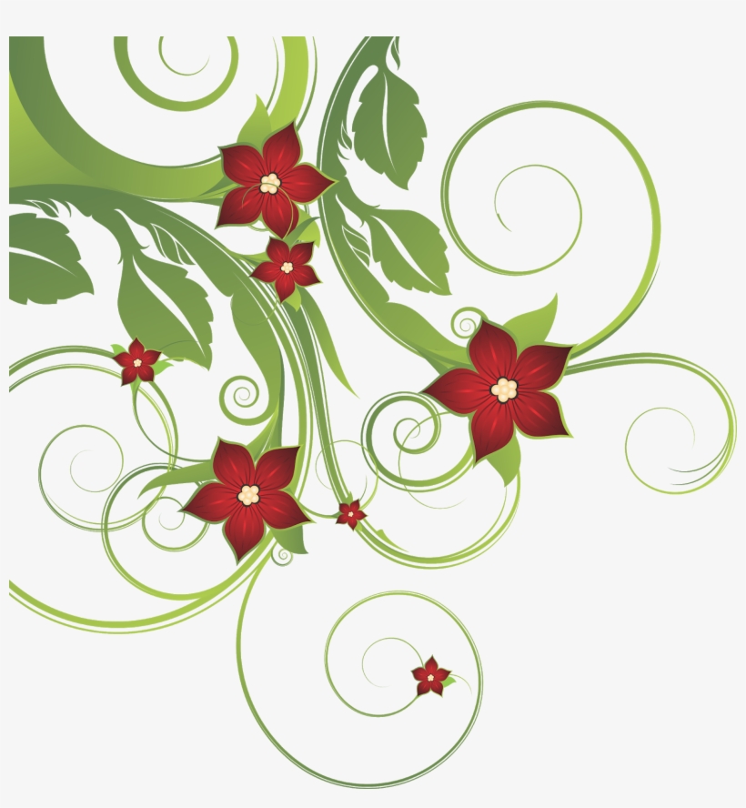 Floral Vector Png, Floral Vector, Floral Png, Flower - Floral Swirl Black Photo Folded Notes, transparent png download