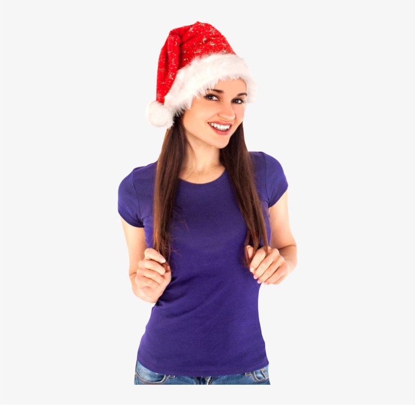 Download Christmas Santa Hat Woman Png Image - Christmas Day, transparent png download