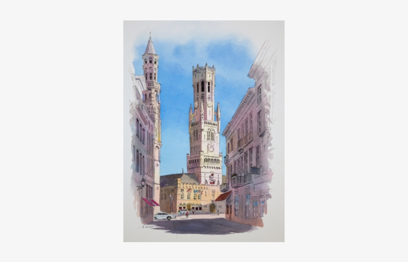 Ink And Watercolor On Paper Image Size - Gothic Architecture, transparent png download