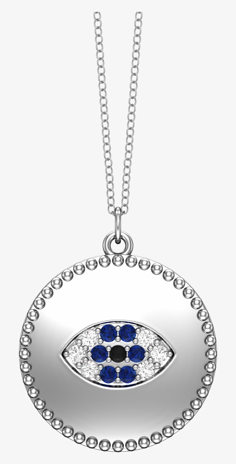 14k Gold Diamond Evil Eye Disc Pendant, 18" Gold Chain - Locket, transparent png download