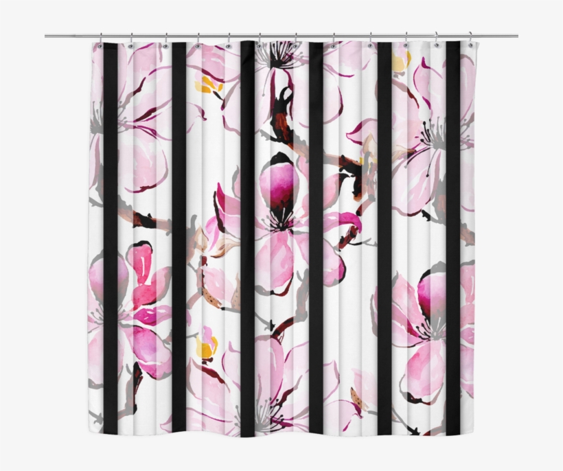 Watercolor Spring Floral Shower Curtain - Curtain, transparent png download