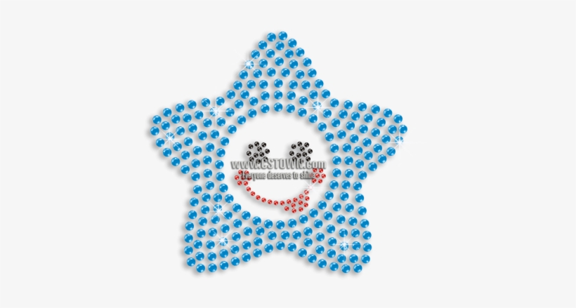 Bling Blue Star With Funny Face Iron On Rhinestone - Circle, transparent png download
