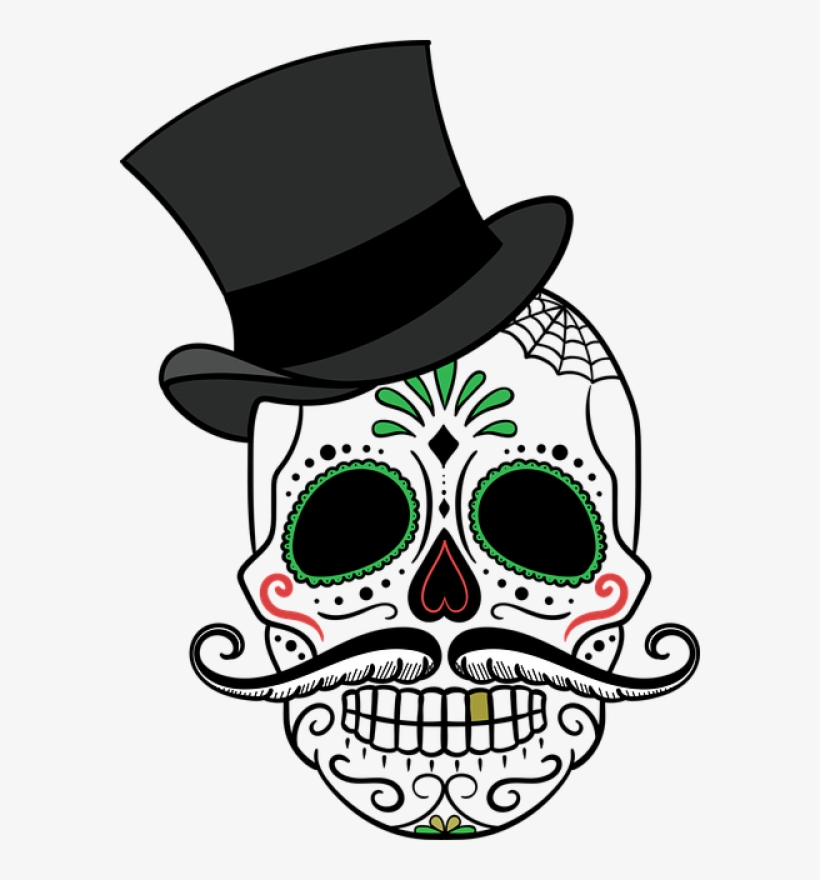 Free Image On Pixabay - Sugar Skull With Hat, transparent png download