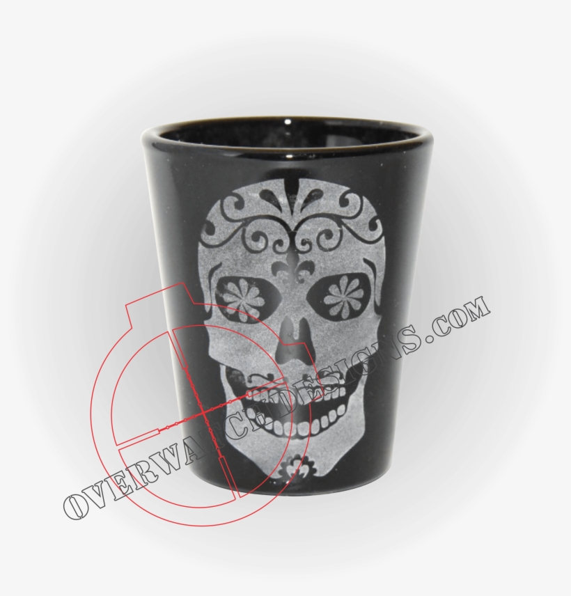 Sugar Skull Shot Glass - Shot Glass Black, transparent png download
