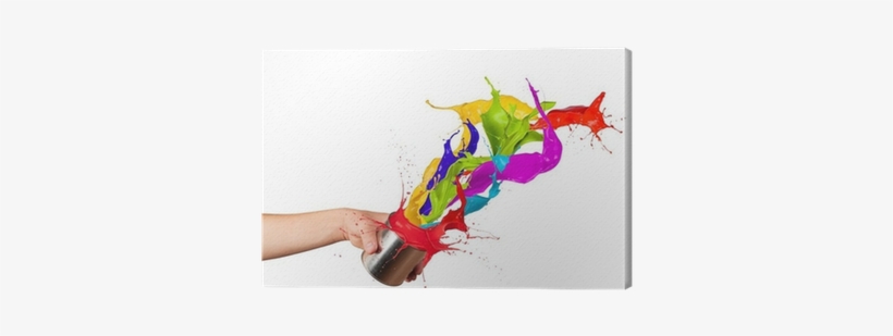 Colored Paint Splashes Splashing Out Of Can Canvas - Paint, transparent png download