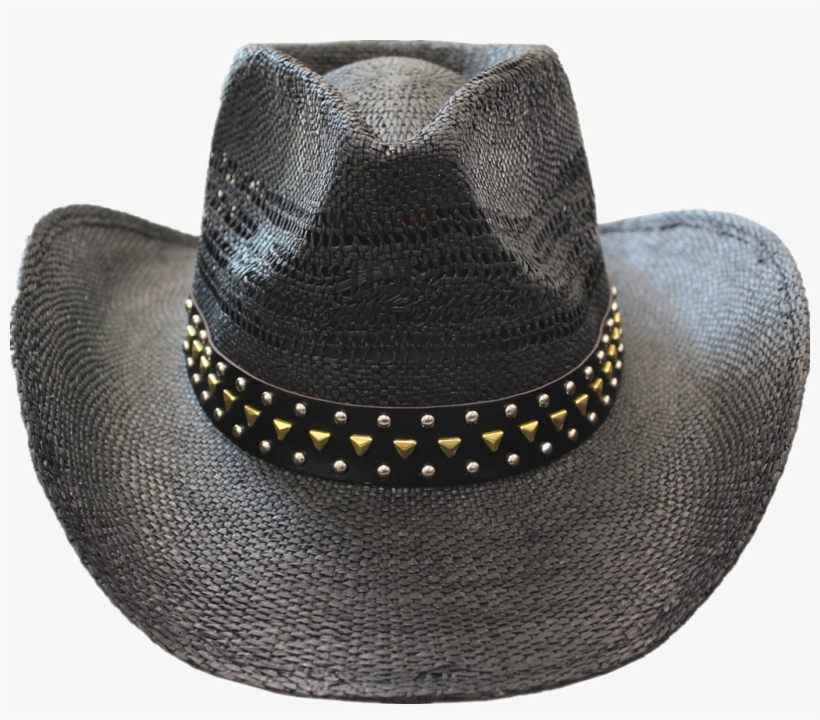 Straw Hat - 3630j Black/stud - Straw, transparent png download