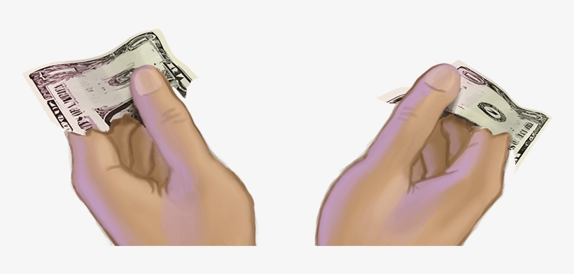 Two Hands Sharing A Half Dollar Representing Overwork - Cash, transparent png download