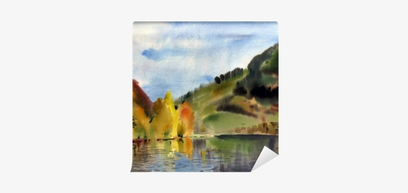 Autumn Landscape Painted By Watercolor Wall Mural • - やさしいギターソロ 歌って弾ける 日本のうたギター曲集 / ドレミ楽譜出版社, transparent png download