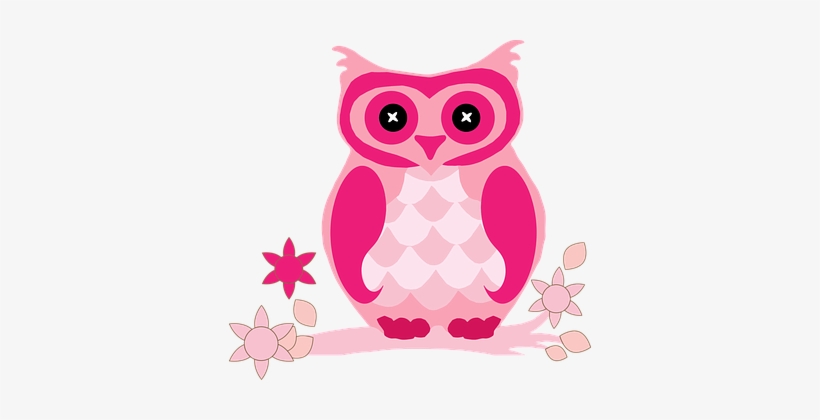 Bird Floral Flowers Flying Owl Pink Floral - Pink Owl, transparent png download