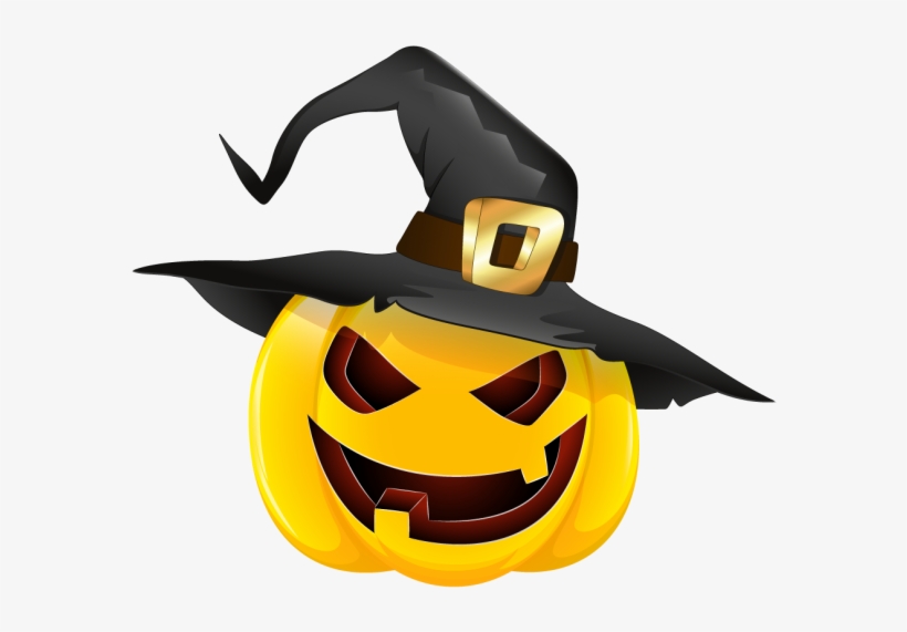 Halloween Witch Hat Clipart - Pumpkin With Witch Hat, transparent png download