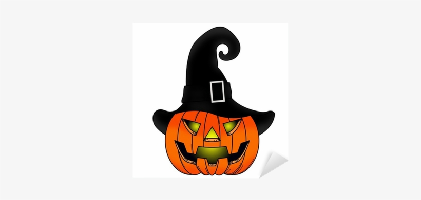 Halloween Pumpkin Comic With Witch Hat Sticker • Pixers® - Halloween, transparent png download