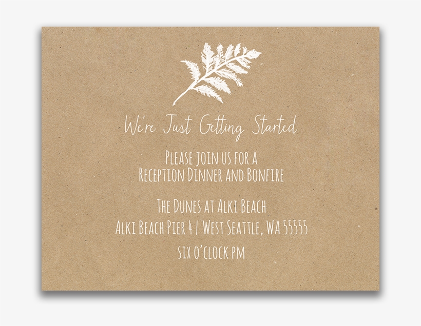 Fern Wedding Reception Insert Card Kraft Paper - Envelope, transparent png download