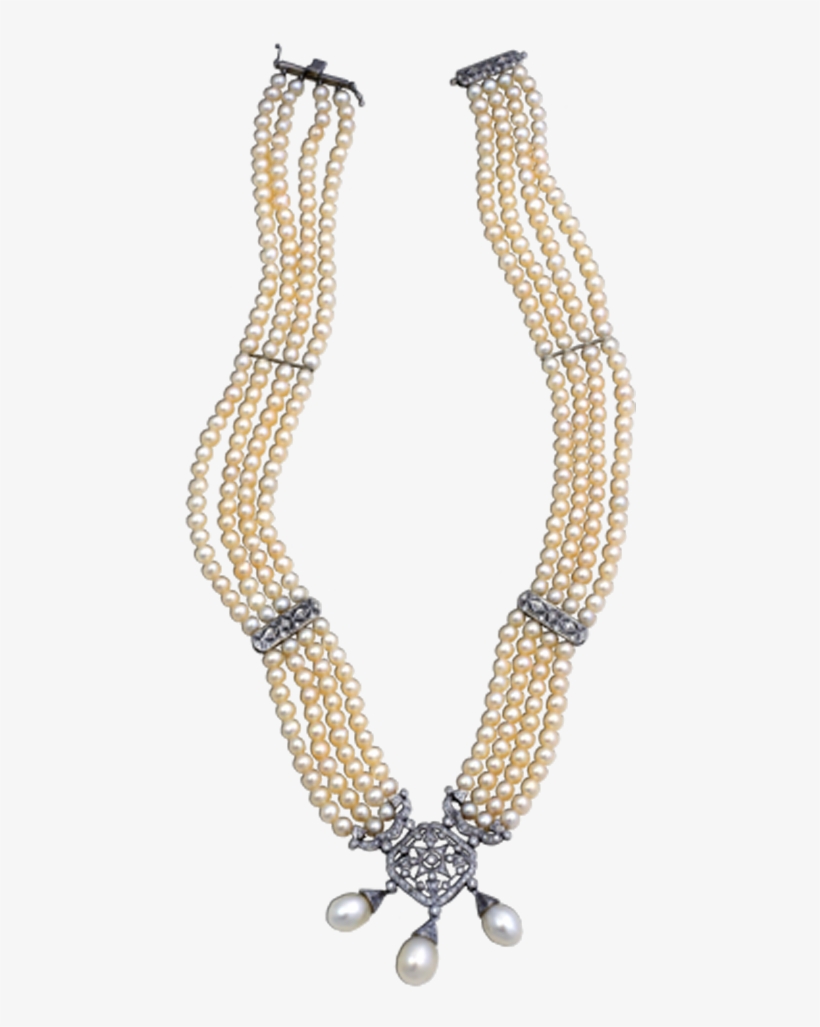 Pearl And Diamond Necklace - Necklace, transparent png download