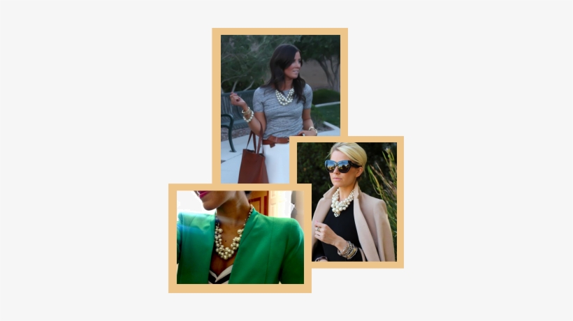 A Collage Of Women Who Are Wearing Pearls In Business - 925 Sterling Silver Princess Cut Sapphire Color Cz, transparent png download