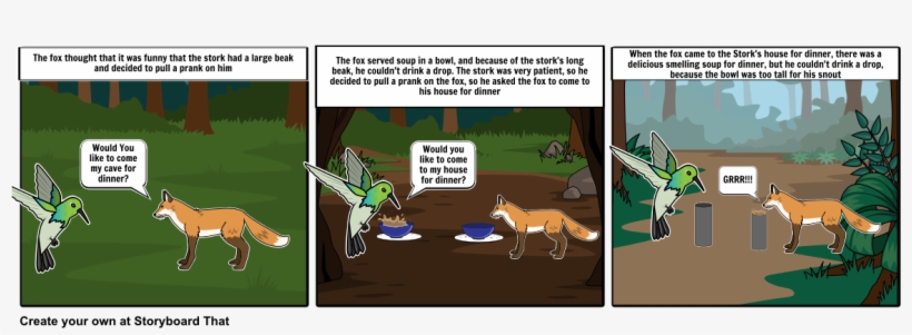 The Fox And The Stork - Cartoon, transparent png download