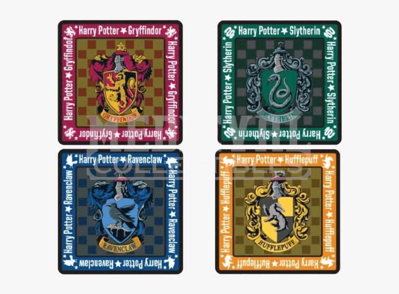 Harry Potter School Crest 4 Piece Square Coaster Set - Harry Potter Hogwarts Coasters, transparent png download