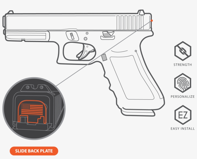 Free Us Flag Backplate For Your Glock From Bastion - Trigger, transparent png download