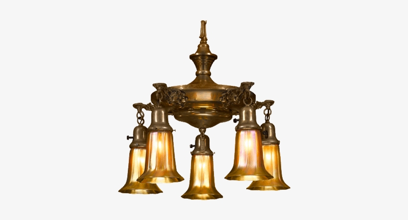 Quezal Art Glass Chandelier - Brass, transparent png download
