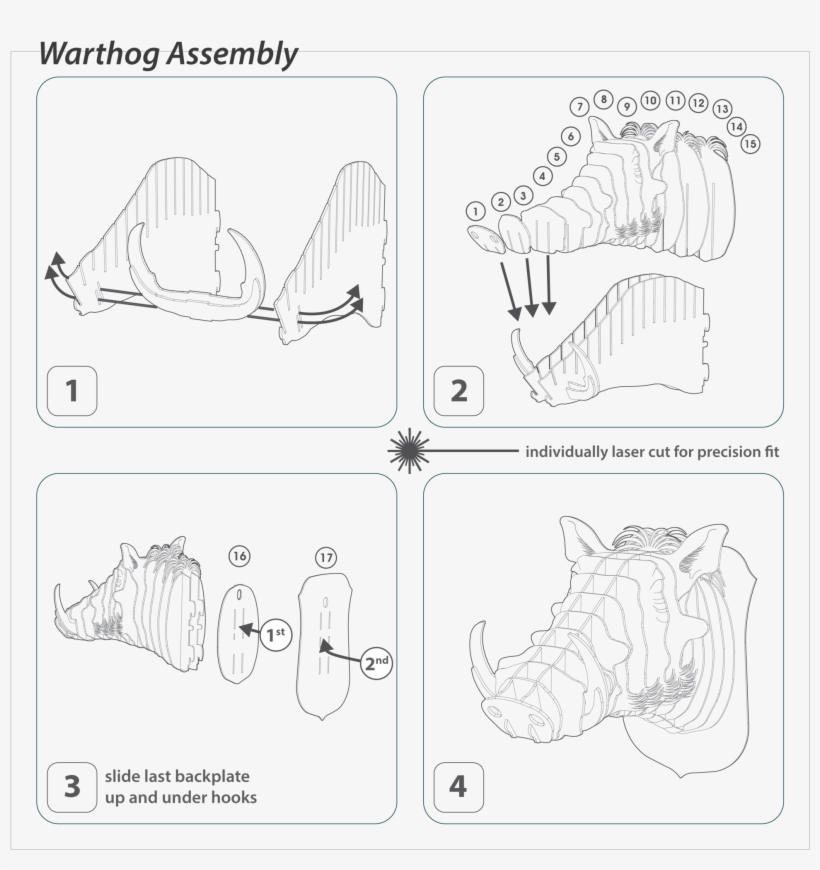 Winston The Bamboo Warthog Head - Diagram, transparent png download